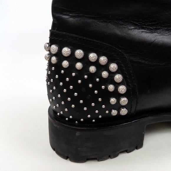 Alexander McQueen Studded Lug Sole Mid-Calf Leather Boots Made in Italy - Picture 8 of 11